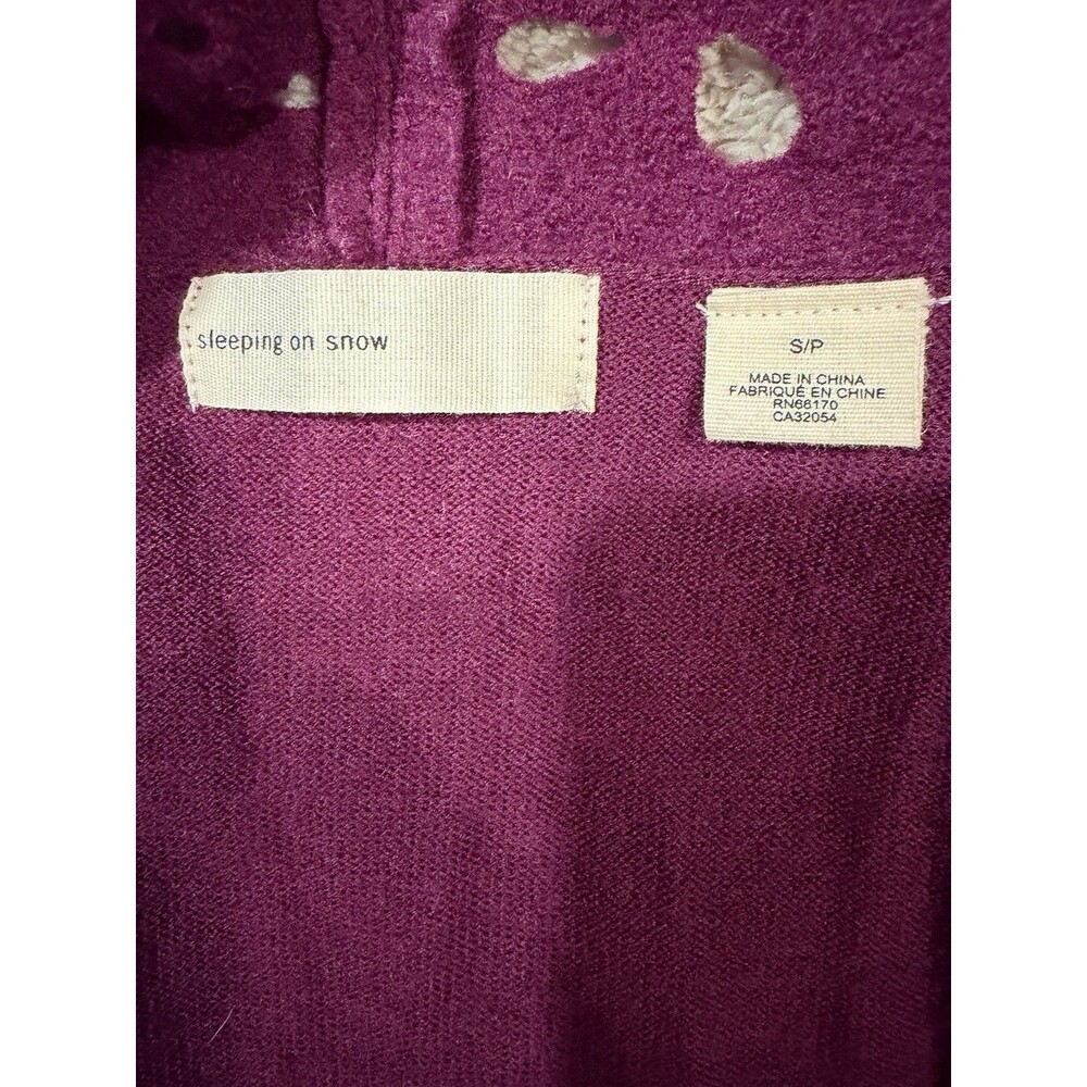 Anthropologie Sleeping on Snow Purple Wool Cut Out Cardigan Sweater size Small - Picture 5 of 6